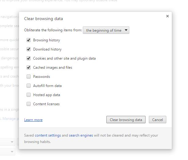 fix google chrome - histoy cleanup