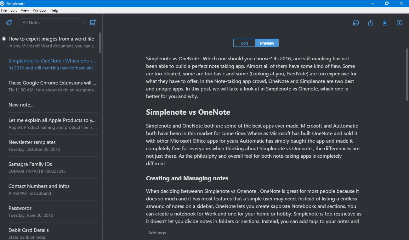 After using OneNote for 2 Years, I have switched to Simplentoe