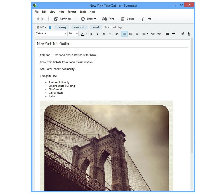 creating a note in evernote