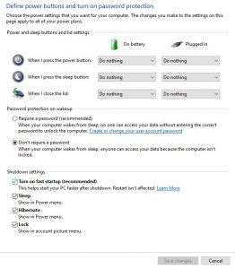 enable fast boot in Windows 10
