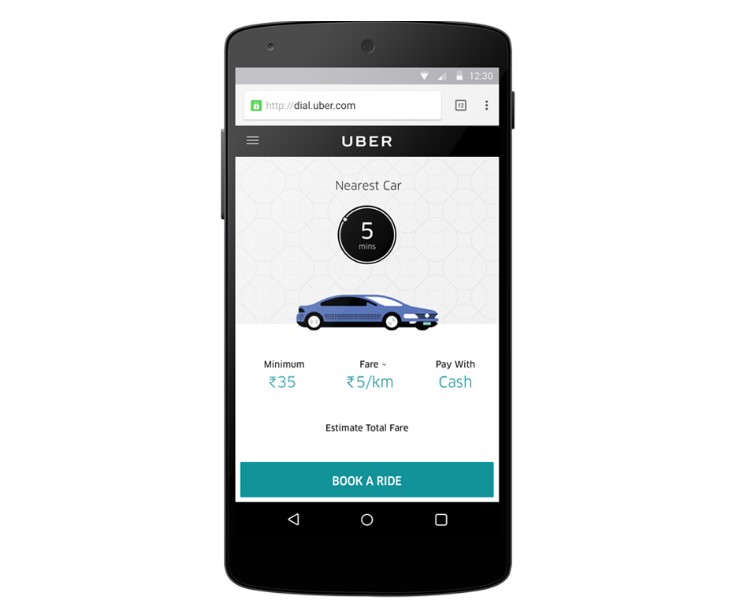 uber mobile website to call cab without app