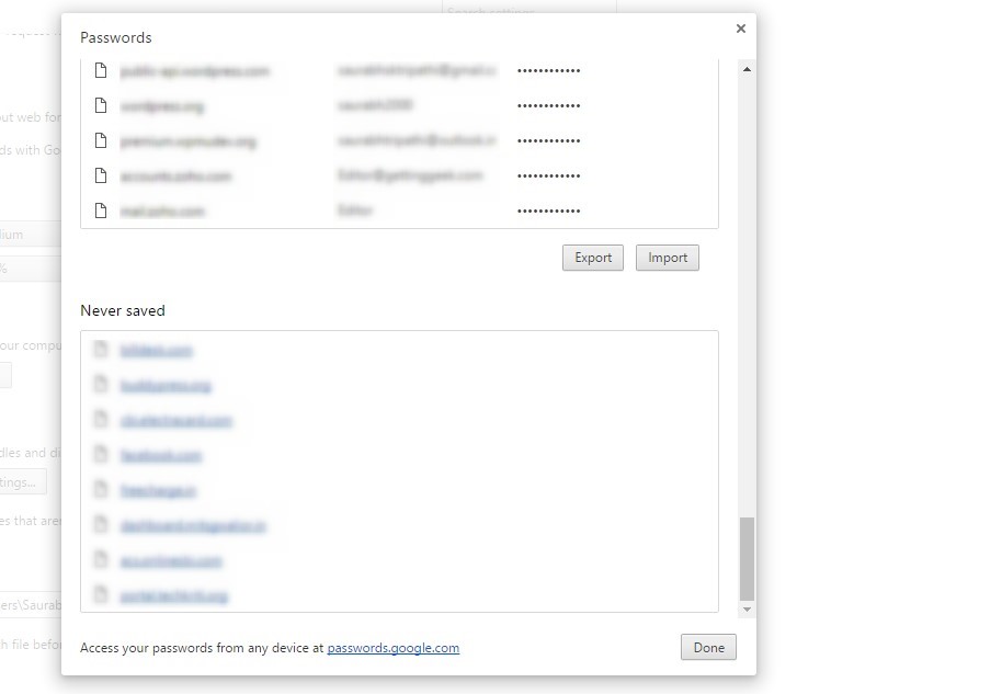 import and export passwords in google chrome