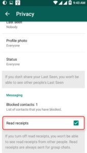 Stop Read receipts on WhatsApp