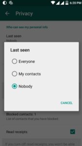 hide last seen on whatsapp
