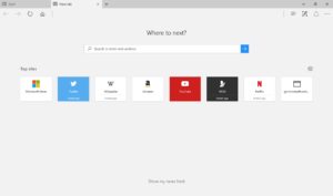 Microsoft Edge running on Windows 10