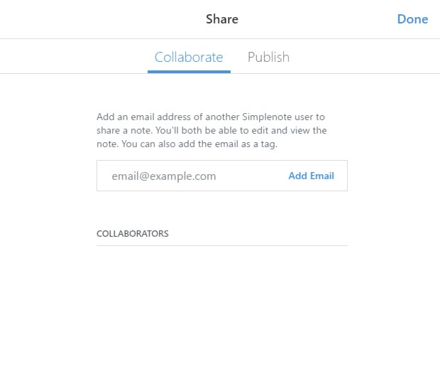 Note sharing in Simplenote