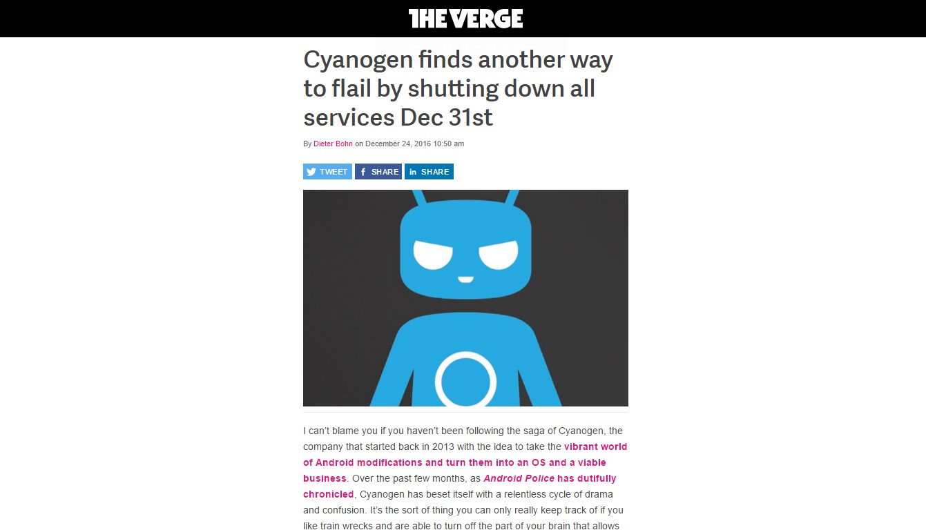 AMP version of The Verge