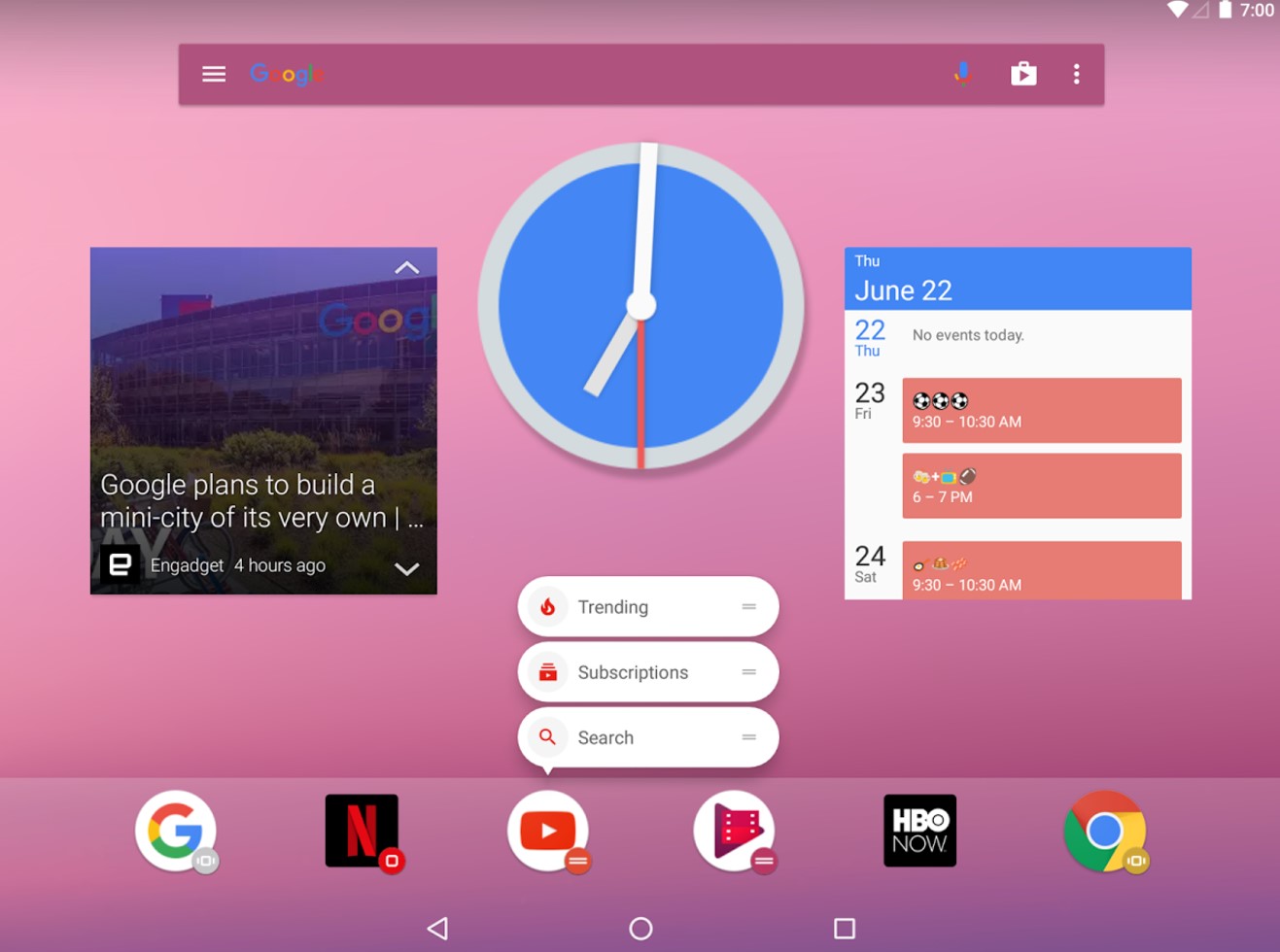 Action Launcher on an Android Tablet